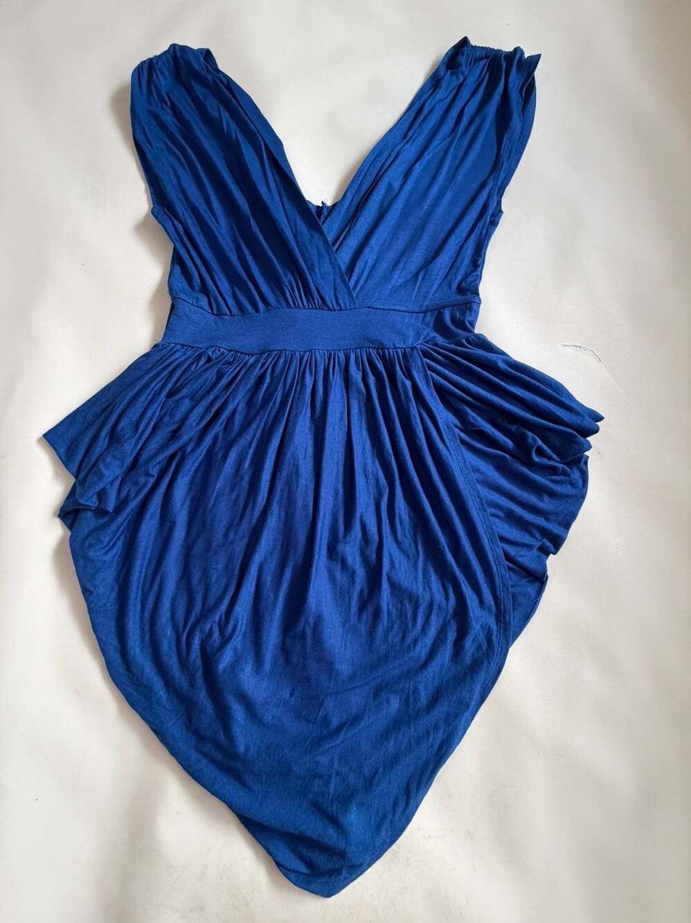 Love Nation Dress L Blue Sleeveless Surplice V-Neck Draped Mini Cocktail